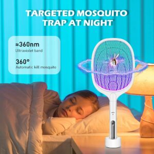 Bug Zapper, 3000 Volt Indoor & Outdoor Electric Fly Swatter, USB Rechargeable Mosquito Killer Racket for Home Bedroom, Kitchen,Office, Backyard, Patio,Safe to Touch with 3-Layer Safety Mesh