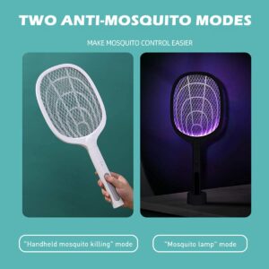 Bug Zapper, 3000 Volt Indoor & Outdoor Electric Fly Swatter, USB Rechargeable Mosquito Killer Racket for Home Bedroom, Kitchen,Office, Backyard, Patio,Safe to Touch with 3-Layer Safety Mesh