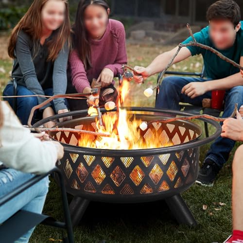 Yaheetech 36in Outdoor Fireplace Wood Burning Firepalce for Bonfire Patio Backyard