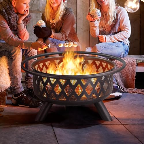 Yaheetech 36in Outdoor Fireplace Wood Burning Firepalce for Bonfire Patio Backyard