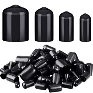 80 pieces rubber end caps flexible bolt covers screw caps thread protectors in 4 sizes 1/4 to 3/4 inch (black)