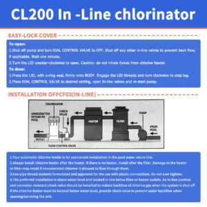 CL200 Inline Chlorinator Replacement Hayward CL200 chlorinator Feeder, Inground Pool Inline Automatic Chlorinator Feeder, High-Grade ABS Material, Easy to Use (2 O-Rings)
