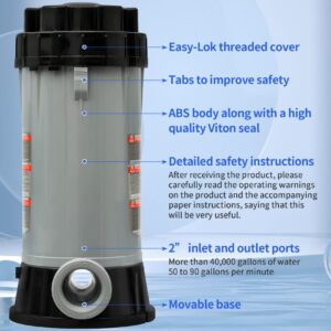 CL200 Inline Chlorinator Replacement Hayward CL200 chlorinator Feeder, Inground Pool Inline Automatic Chlorinator Feeder, High-Grade ABS Material, Easy to Use (2 O-Rings)