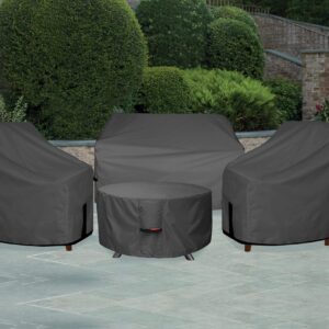 Porch Shield Patio Waterproof Round Fire Pit Cover 32 inch Bundles with Outdoor Chair Cover 34W x 37D x 36H inch 2 Pack