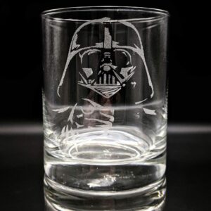 darth vader engraved whiskey rocks glass | inspired by the classic sci-fi movie | great christmas present idea | unqiue jedi bourbon gift for space & science fiction fantasy film enthusiasts