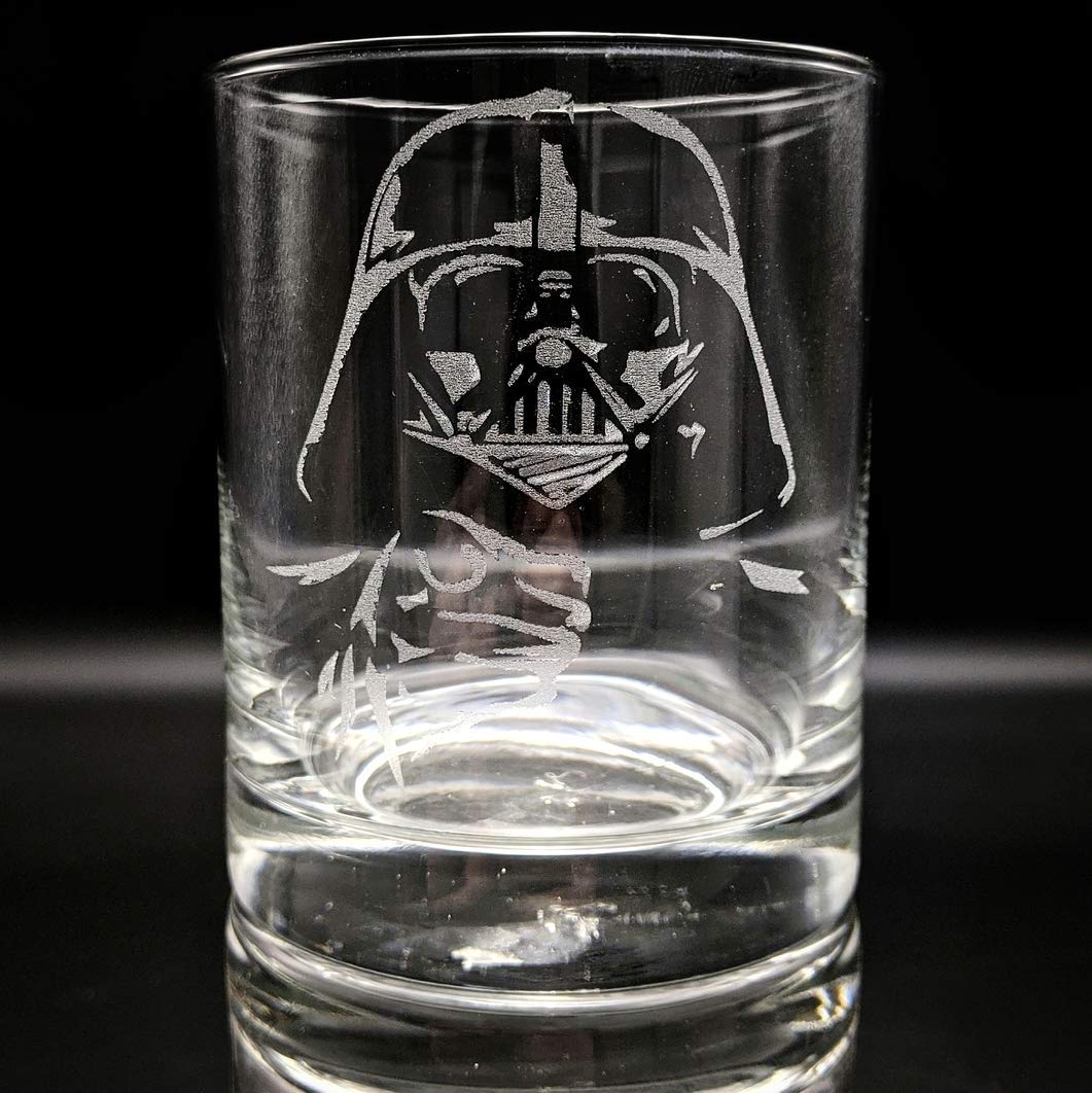 DARTH VADER Engraved Whiskey Rocks Glass | Inspired by the Classic Sci-Fi Movie | Great Christmas Present Idea | Unqiue Jedi Bourbon Gift for Space & Science Fiction Fantasy Film Enthusiasts