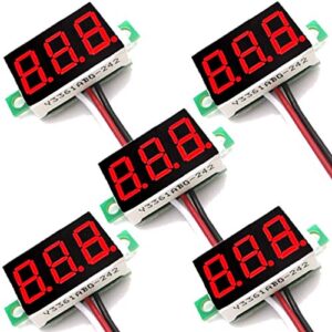 (5 pack) jacobsparts dc 0-30v 3-wire voltmeter 3-digit led display panel volt meter digital voltage tester (red)