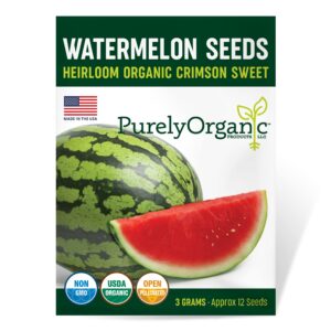 organic watermelon seeds (crimson sweet) - approx 12 seeds - usda organic, non-gmo, open pollinated, heirloom, usa origin