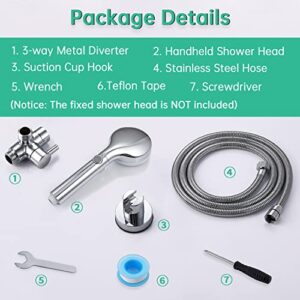 VSincerity Dog Shower Head Sprayer Pet High Pressure 3 Mode Handheld with ONOFF Switch Metal Diverter 100Inch ExtraLong Stainless steel Hose No Drill Hook Chrome 2 Piece Set