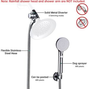 VSincerity Dog Shower Head Sprayer Pet High Pressure 3 Mode Handheld with ONOFF Switch Metal Diverter 100Inch ExtraLong Stainless steel Hose No Drill Hook Chrome 2 Piece Set