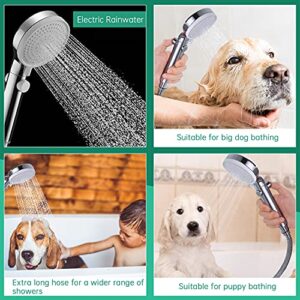 VSincerity Dog Shower Head Sprayer Pet High Pressure 3 Mode Handheld with ONOFF Switch Metal Diverter 100Inch ExtraLong Stainless steel Hose No Drill Hook Chrome 2 Piece Set