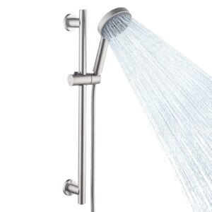 kes shower slide bar handheld shower head with hose, 5-function hand shower with wall mount slide bar set brushed finish, f204-bs+kp501b-bn