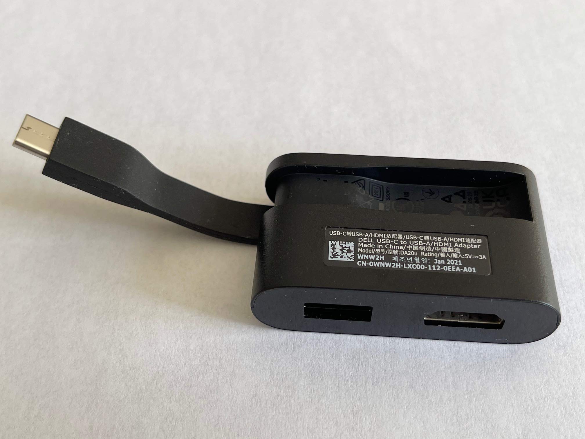 Dell DA20 USB Type-C to HDMI/USB Type-A Adapter Drop in The Box Component for: XPS 15-9500 Laptop XPS 17-9700 Laptop, Precision 5550 Mobile Workstation, Precision 5750 Mobile Workstation