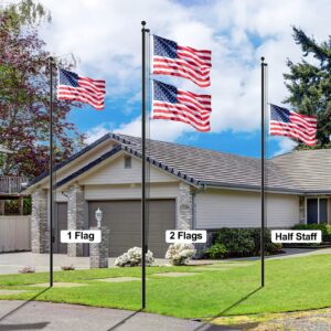 FFILY Flag Pole for Outside In Ground - 20 FT Heavy Duty Flagpole Kit for Yard - Extra Thick Outdoor Flag Poles with 3x5 American Flag for Residential or Commercial, Black