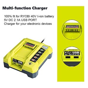 40V Charger for Ryobi, Hipoke OP401 Lithium-ion Battery Charger for OP4015 OP4026 OP4026A OP4030 OP4040 OP4050 OP4050A OP4060 OP40261 OP40301 OP40401 OP40501 OP40601 Ryobi 40V Lithium-ion Battery