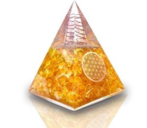 orgone pyramid of success, citrine orgonite pyramid is healing crystals for wealth & wisdom and orgonite pyramid help in healing meditation