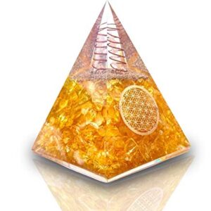 Orgone Pyramid of Success, Citrine Orgonite Pyramid is Healing Crystals for Wealth & Wisdom and Orgonite Pyramid help in Healing Meditation