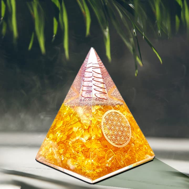 Orgone Pyramid of Success, Citrine Orgonite Pyramid is Healing Crystals for Wealth & Wisdom and Orgonite Pyramid help in Healing Meditation