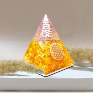 Orgone Pyramid of Success, Citrine Orgonite Pyramid is Healing Crystals for Wealth & Wisdom and Orgonite Pyramid help in Healing Meditation