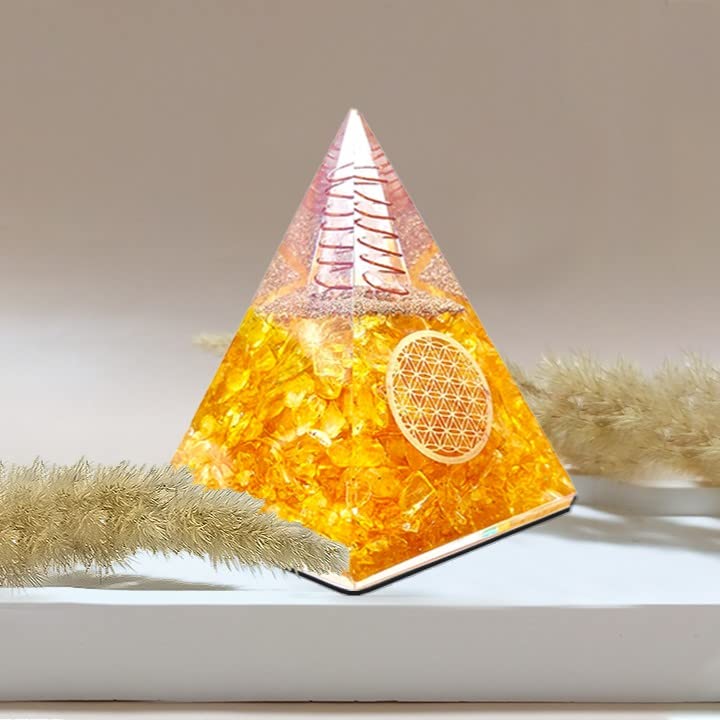 Orgone Pyramid of Success, Citrine Orgonite Pyramid is Healing Crystals for Wealth & Wisdom and Orgonite Pyramid help in Healing Meditation