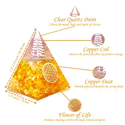 Orgone Pyramid of Success, Citrine Orgonite Pyramid is Healing Crystals for Wealth & Wisdom and Orgonite Pyramid help in Healing Meditation