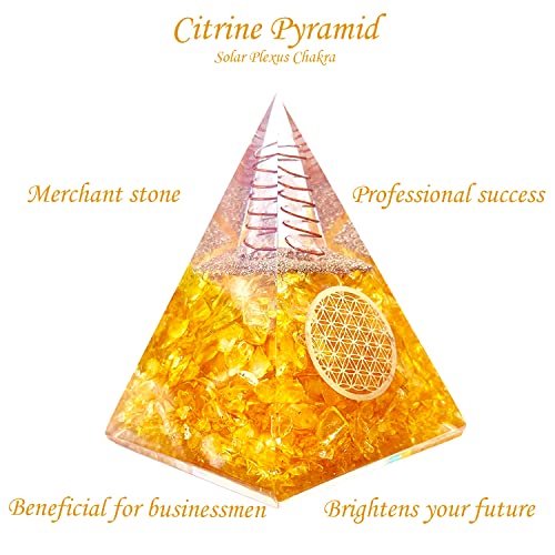 Orgone Pyramid of Success, Citrine Orgonite Pyramid is Healing Crystals for Wealth & Wisdom and Orgonite Pyramid help in Healing Meditation