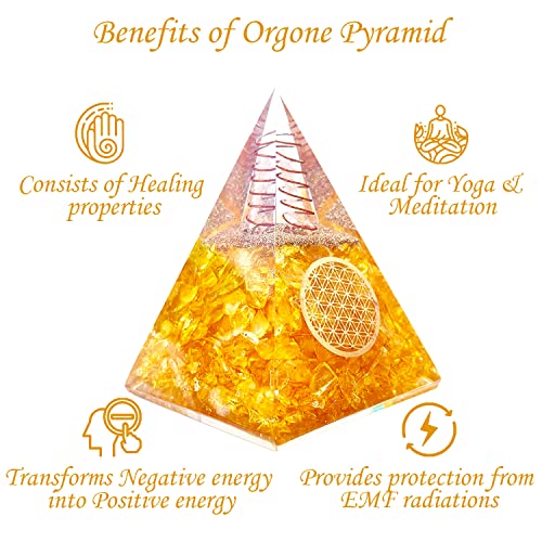 Orgone Pyramid of Success, Citrine Orgonite Pyramid is Healing Crystals for Wealth & Wisdom and Orgonite Pyramid help in Healing Meditation