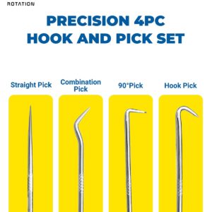 ROTATION Precision Hook and Pick Set for Automotive | 4-Piece Hand Tools