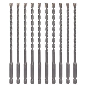 sabre tools 3/16 inch x 6 inch masonry drill bit, carbide tipped 10-pack for concrete, brick, stone, 1/4” hex shank, impact performance (3/16” x 6”, 10)
