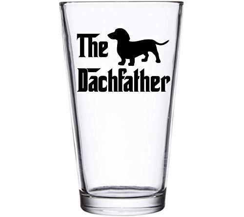 The Dachfather - Gift for Wiener Dog Lover - Dachshund Weiner Dog Dad - 16oz Pint Drinking Cup Beer Glass