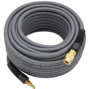 YOTOO Hybrid Air Hose 3/8-Inch by 100-Feet 300 PSI Heavy Duty, Lightweight, Kink Resistant, All-Weather Flexibility with 1/4-Inch Industrial Quick Coupler Fittings, Bend Restrictors, Gray