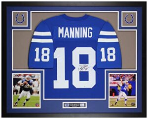 peyton manning autographed blue jersey - beautifully matted and framed - hand signed by manning and certified authentic by fanatics - includes certificate of authenticity