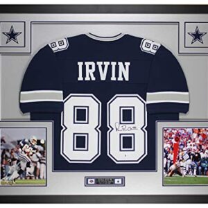 Michael Irvin Autographed Blue Dallas Jersey - Beautifully Matted and Framed - Hand Signed By Irvin and Certified Authentic by Beckett - Includes Certificate of Authenticity