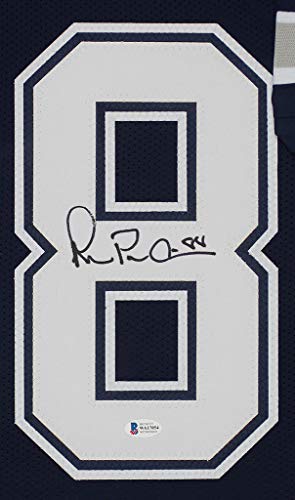 Michael Irvin Autographed Blue Dallas Jersey - Beautifully Matted and Framed - Hand Signed By Irvin and Certified Authentic by Beckett - Includes Certificate of Authenticity