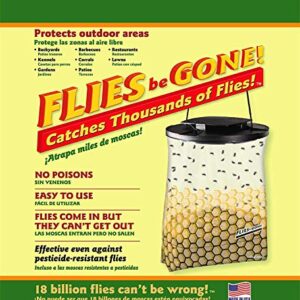 Flies Be Gone Fly Trap - Disposable Non Toxic Fly Catcher - Made in USA - Natural Bait Trap for Patios, Ranches. Easy to Use Outdoor Fly Traps, Keeps Flies from Coming Indoors