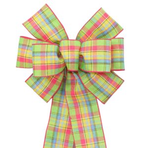 montana spring plaid wreath bow with size options