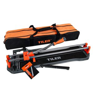 tiler 24 inch manual tile cutter, professional porcelain tile cutter w/aluminum cutting wheel removable scale, cutting up to 0.55", anti skid rubber surface, come w/a carry bag