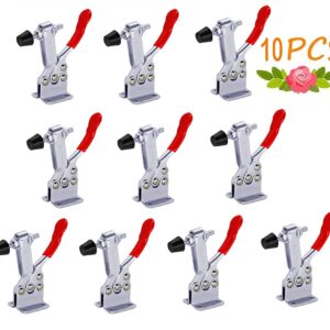 10 Pack Hold Down Toggle Clamps Woodworking,201B Clamps Hand Tool Toggle Clamp 220Lbs Holding Capacity,Antislip Quick Release Horizontal Toggle Clamp,Heavy Duty Toggle Clamp for Cam Over Clamp-SKYCY