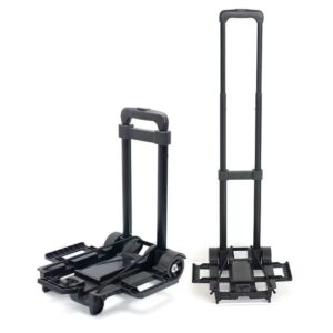 MShop Small Plastic Folding Luggage Cart with 2 Wheels Lightweight Folding Shopping Trolley Mini Luggage Hand Truck for Travel, Moving and Office Use Trolley (LC-01),Black,