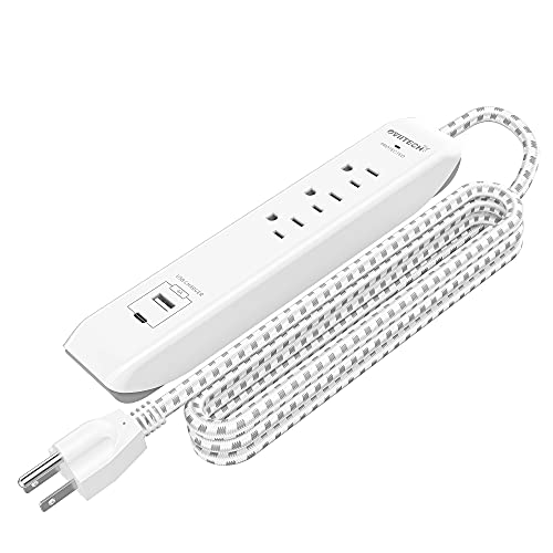 Oviitech USB C Power Strip, Power Strip with USB,3 Outlets and 2 USB Ports(1 USB C,1 USB A),with 6 Foot Heavy Duty Extension Power Cord,Straight Plug,for Home, Office, Travel and Dorm Room,White.