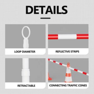 BATTIFE 2 Pack Retractable Traffic Cone Bar from 4ft to 6.9ft, Expandable Cone Bar for Traffic Road Parking use, White/Red [ Cone Not Include ]