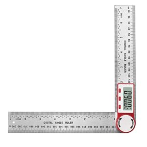 camway digital angle ruler protractor 8 inch,stainless steel digital angle finder, reverse display, data hold lcd display zero locking function inside outside measuring ruler
