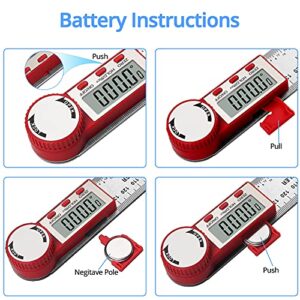 CAMWAY Digital Angle Ruler Protractor 8 Inch,Stainless Steel Digital Angle Finder, Reverse Display, Data Hold LCD Display Zero Locking Function Inside Outside Measuring Ruler