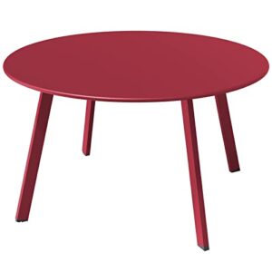 grand patio round steel patio coffee table, weather resistant outdoor large side table, (red, 1pc)