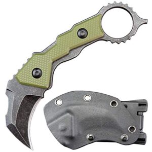 ccanku c1695 fixed blade knife, d2 steel g10 handle outdoor survival edc knife for outdoor survival,fixed blade claw knife with k sheath (army green)