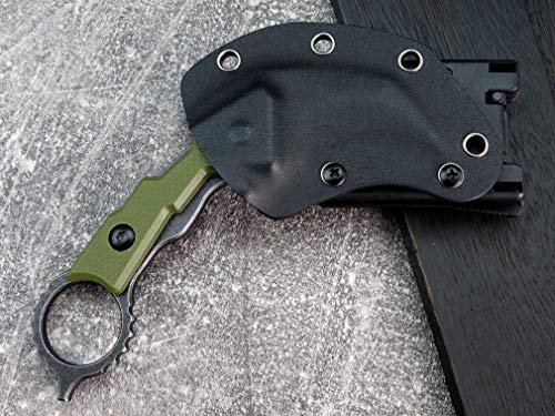 Ccanku C1695 Fixed Blade Knife, D2 Steel G10 Handle Outdoor Survival EDC Knife for Outdoor Survival,Fixed Blade Claw Knife with K Sheath (Army green)