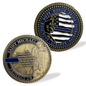 Policeman Prayer Challenge Coin Saint Michael Protect US