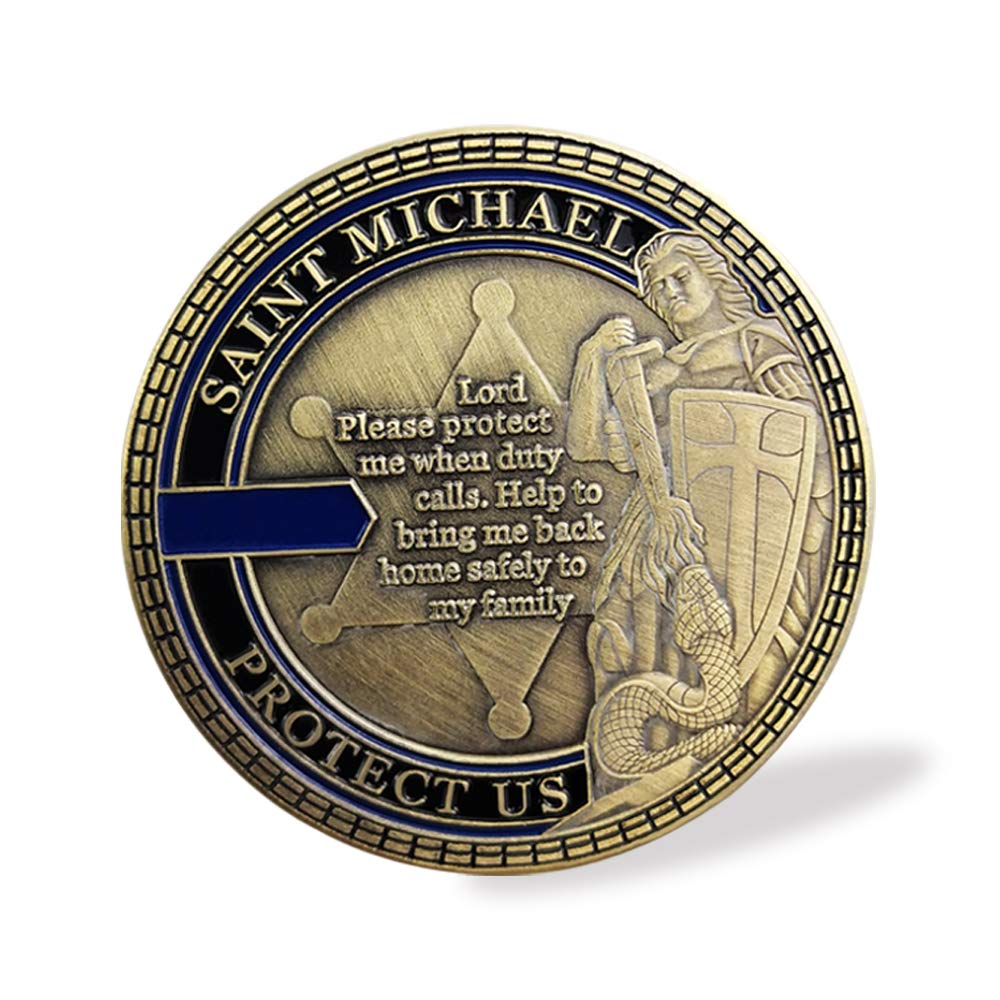 Policeman Prayer Challenge Coin Saint Michael Protect US