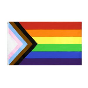 flaglink progress pride flag 3x5 fts - lgbt community support gay pride rainbow banner