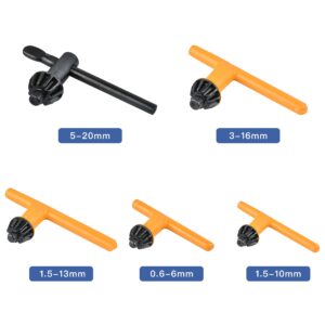 Worldity 5 Sizes Drill Chuck Key Wrench, High Hardness Carbon Steel Replacement Drill Press Chuck Key for Drill Clamping Tool (Chuck Diameter: 1/4" / 3/8" / 1/2" / 5/8" 3/4")